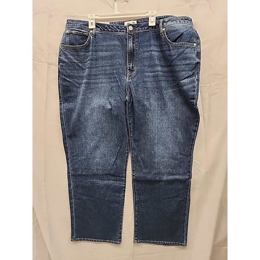 Seven7 Women's Loose‎ Straight Jean Size 22 Dark Wash Denim Baggy